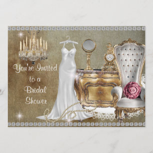 SHABBY CHIC BRIDAL SHOWER INVITATION BLOK KAART