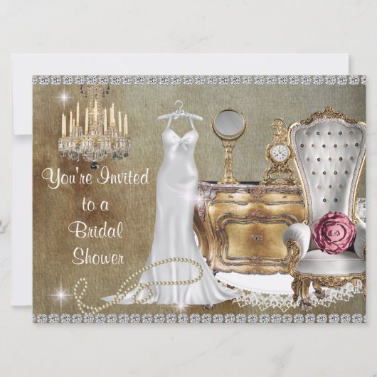 SHABBY CHIC BRIDAL SHOWER INVITATION KAART (Voorkant)