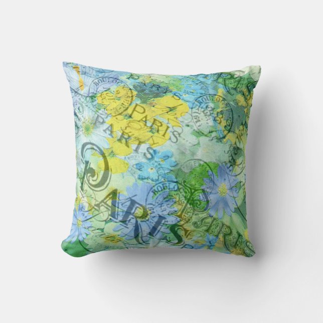  Shabby Chic Bright Paris Floral Design Kussen (Voorkant)