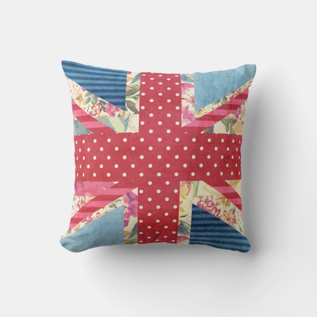 Shabby Chic | Britse vlag Quilt Kussen (Voorkant)