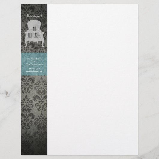Shabby Chic Brocade-voorzitter Letterhead Briefhoofd (Voorkant)