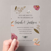 Shabby Chic bruiloft geperste bloemen bruiloft uit Acryl Uitnodigingen (Insitu (Draagbaar))