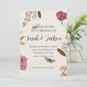 Shabby Chic bruiloft geperste bloemen bruiloft uit Kaart (Staand voorkant)