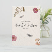 Shabby Chic bruiloft geperste bloemen Kaart (Staand voorkant)