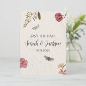 Shabby Chic bruiloft geperste bloemen Kaart (Staand voorkant)