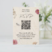 Shabby Chic bruiloft geperste bloemen RSVP Kaartje (Staand voorkant)