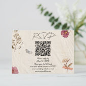 Shabby Chic bruiloft geperste bloemen RSVP Kaartje (Staand voorkant)