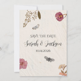 Shabby Chic bruiloft geperste bloemen Save The Date