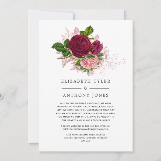  Shabby-Chic Bruiloft Verminderde Gastenlijst Aankondiging (Voorkant)