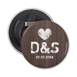 Shabby chic bruin hout grain fles opener magneet