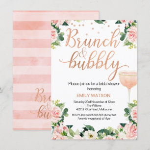 Shabby Chic Brunch Bubble Bridal Shower Invitation Kaart