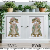 Shabby Chic Bunny in Floral Dress EV6R Decoupage Tissuepapier