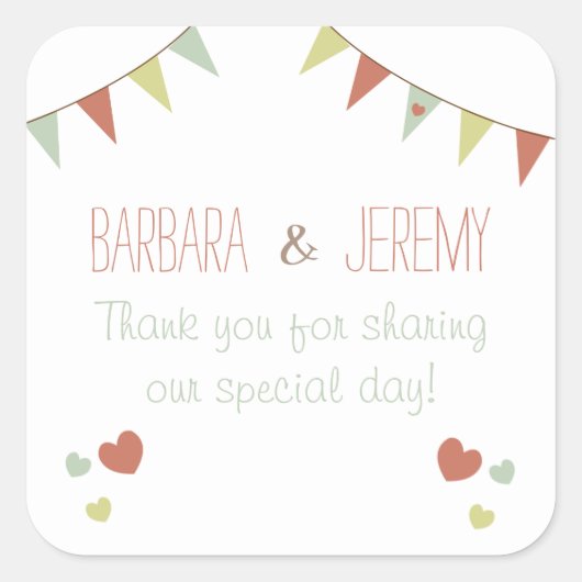 Shabby Chic Bunting Bruiloft Sticker (Voorkant)