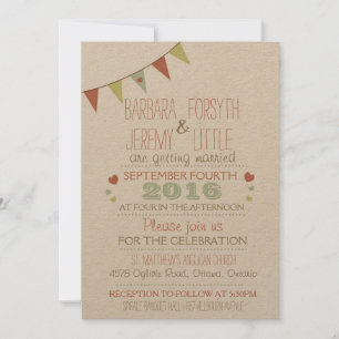 Shabby Chic Bunting Huwelijksuitnodiging Kaart