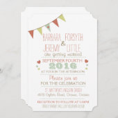 Shabby Chic Bunting Invitation Corners Kaart (Voorkant / Achterkant)
