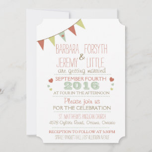 Shabby Chic Bunting Invitation Corners Kaart