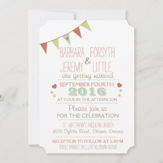Shabby Chic Bunting Invitation Corners Kaart