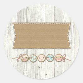 Shabby Chic Bunting on Rustic White Painted Wood Ronde Sticker