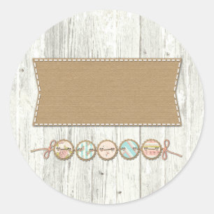 Shabby Chic Bunting on Rustic White Painted Wood Ronde Sticker