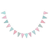 Shabby Chic Bunting. (Roze en blauw) Vlaggetjes (Alle)