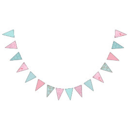 Shabby Chic Bunting. (Roze en blauw) Vlaggetjes