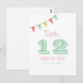 Shabby Chic Bunting Table Number Roze en Mint Briefkaart (Voorkant / Achterkant)