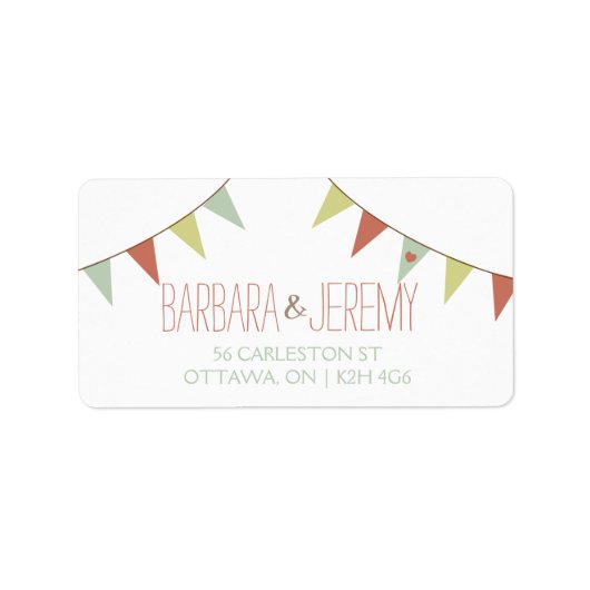 Shabby Chic Bunting Wedding Address Label (Voorkant)