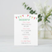 Shabby Chic Bunting Wedding Menu Roze en Mint (Staand voorkant)