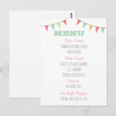 Shabby Chic Bunting Wedding Menu Roze en Mint (Voorkant / Achterkant)