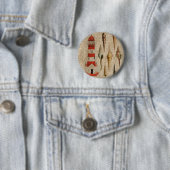 Shabby Chic Burlap Coast Seashell Vuurtoren Ronde Button 5,7 Cm (In situ)