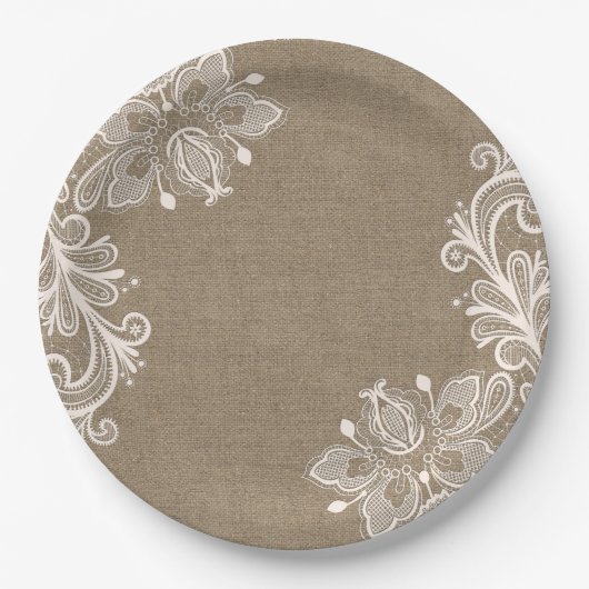 Shabby Chic Burlap en Lace Chic Paper Bord (Voorkant)