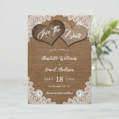 Shabby Chic Burlap Floral Lace Country Wedding Save The Date (Staand voorkant)