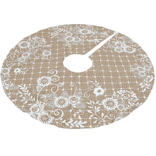 Shabby Chic Burlap & Lace Tree Rok Kerstboom Rok (Gekanteld)