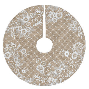 Shabby Chic Burlap & Lace Tree Skirt Kerstboom Rok