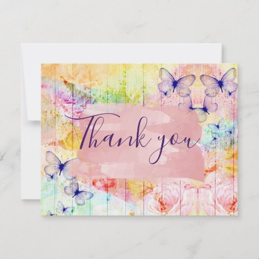 Shabby Chic Butterflies en Rozen op Rustisch hout (Voorkant)