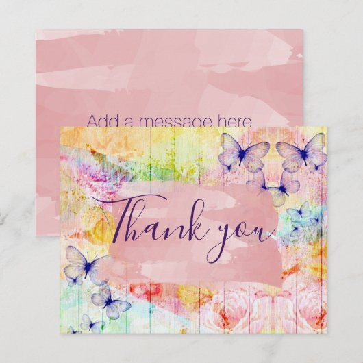 Shabby Chic Butterflies en Rozen op Rustisch hout (Voorkant / Achterkant)