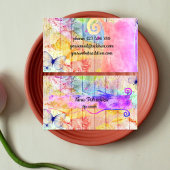 Shabby Chic Butterflies en Rozen op Rustisch hout Visitekaartje