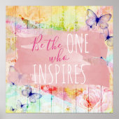 Shabby Chic Butterflies & Rozen op Barn Wood Quote Poster (Voorkant)