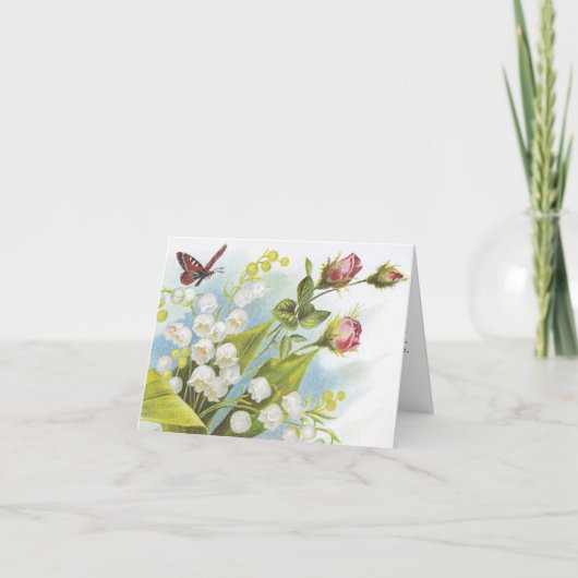 Shabby Chic Butterfly, Rozen & Lily van de vallei Kaart (Voorkant)