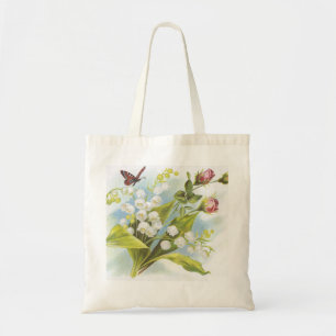 Shabby Chic Butterfly, Rozen & Lily van de vallei Tote Bag