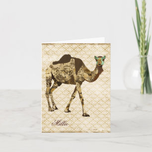 Shabby Chic Camel Personalized Notecard Notitiekaartje