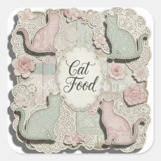 Shabby Chic. Cat Food beroemd gemaakt door Natasha Vierkante Sticker