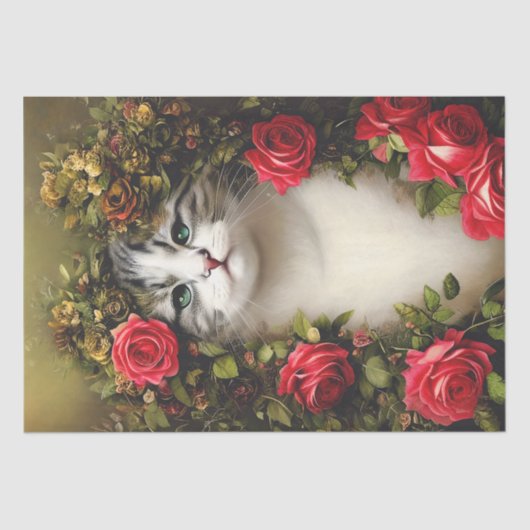 Shabby Chic Cat Tissue Paper for Decoupage Tissuepapier (Voorkant)