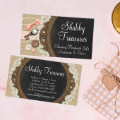 Shabby Chic Chalkboard, Rustic Burlap & Coral Bow Visitekaartje