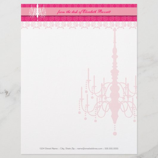 Shabby Chic Chandelier Letterhead Custom Briefhoofd (Voorkant)