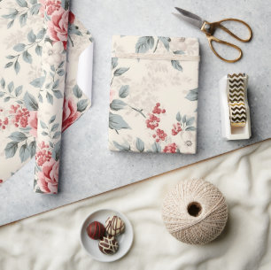   Shabby Chic Christmas Bloempapier Cadeaupapier