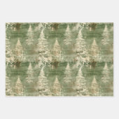  Shabby Chic Christmas Tree Green Mix Trio Inpakpapier Vel (Voorkant 3)