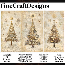 Shabby Chic Christmas Trees Cream AM1 Decoupage Tissuepapier