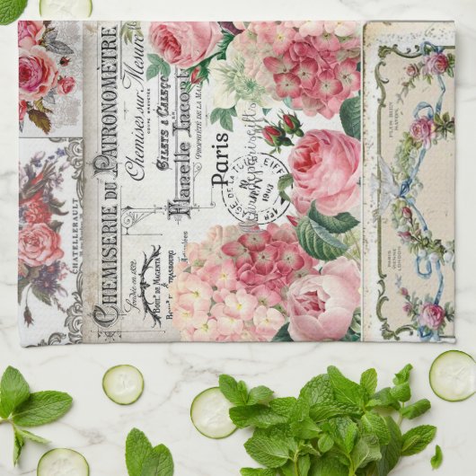 Shabby chic collage,country victorian,decoupage, b theedoek (Gevouwen)