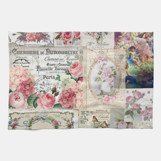 Shabby chic collage,country victorian,decoupage, b theedoek (Horizontaal)